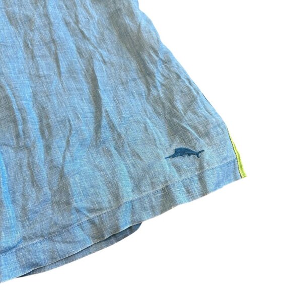 Tommy Bahama 100% Linen Short Sleeve Button-Down Shirt Blue Logo Size 2XL Men's - Picture 4 of 10